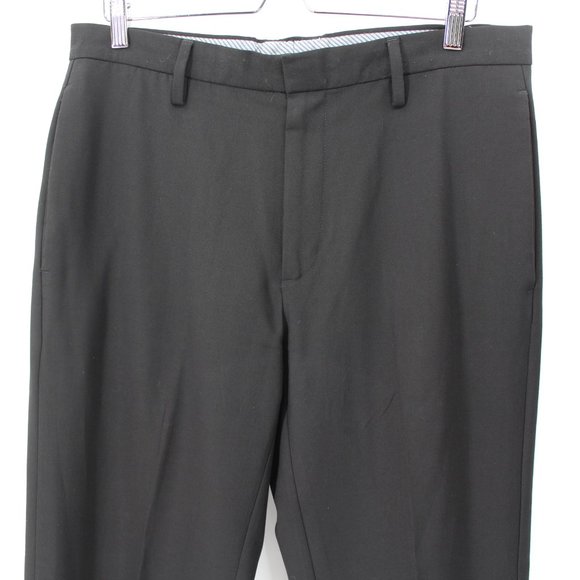 GAP Classic Flat Front Trousers Black Men's Size 33x30 Tailored Office Pants - Picture 2 of 14